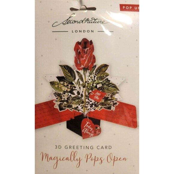 Greeting CARD 3D Pop Up RED ROSE "LOVE YOU" ~Love ~ Romance Pop Open Card - Picture 1 of 2